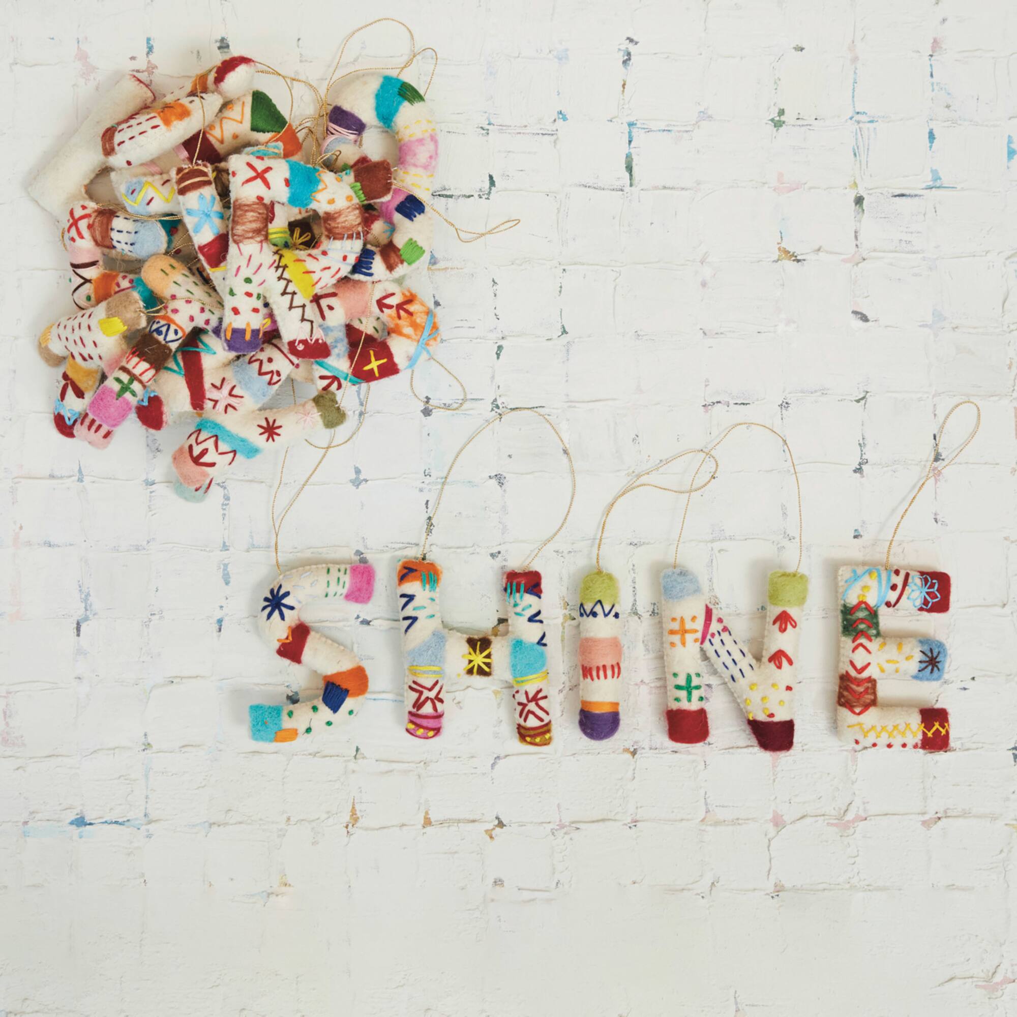 Hello Honey® 4.5" Handmade Wool Felt Alphabet Ornament Set with Embroidery